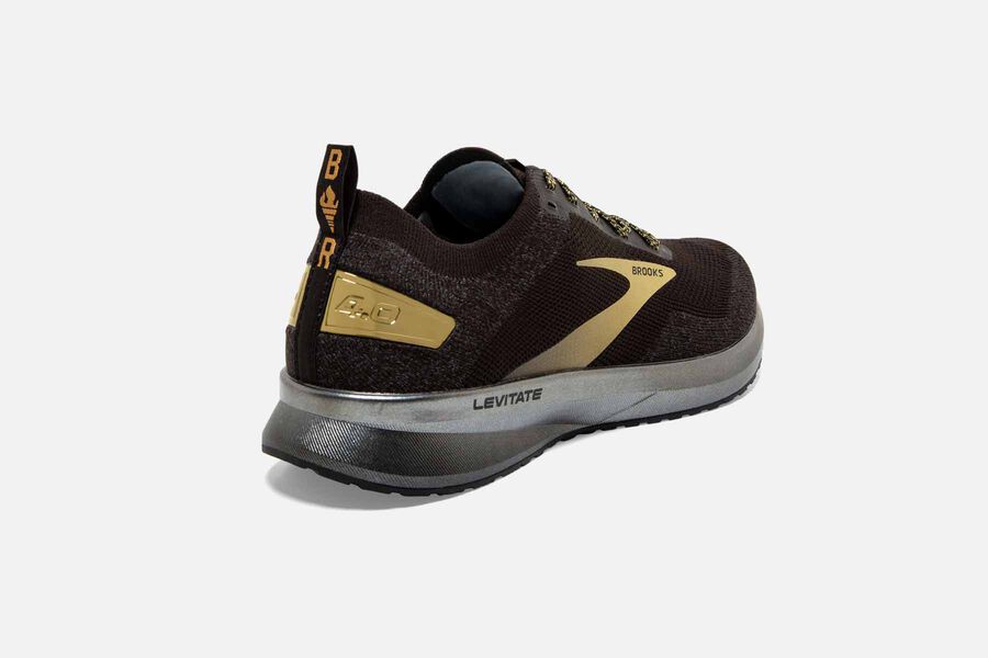 Brooks Running Shoes Mens Black/Gold - Levitate 4 Road - 8137-RFIGQ